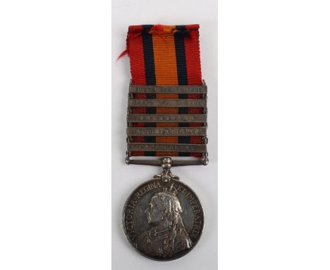 Queens South Africa Medal Army Post Office Corps, fine example with five clasps Cape Colony, Orange Free State, Transvaal, So