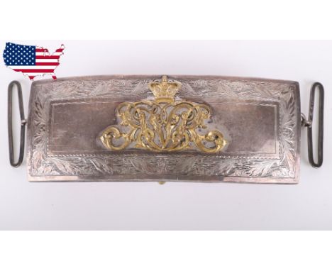 Early Victorian Officer’s Pouch of the Madras Light Cavalry, fine silver fronted flap pouch with gilt metal crowned VR cipher