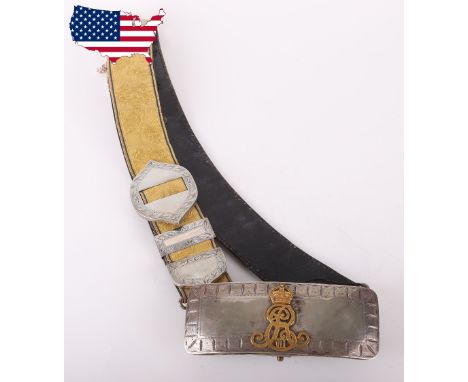 Edward VII Officers Silver Pouch and Cross Belt of the Royal Gloucestershire Hussars, the silver hallmarks rubbed from the po