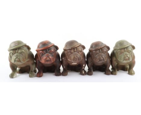 5x WW2 ‘Hitlers Terror’ Bulldog Figures, two with chips to helmet, some paint loss to others, 14cmH (5), Note: No in house sh