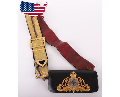 Post 1902 Household Cavalry The Life Guards Officers Cross Belt and Pouch, fine patent black leather pouch with gilt and enam