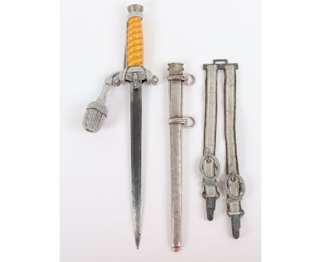 WW2 German Army Officers Dress Dagger with Hanging Straps by Ernst Pack &amp; Sohne Siegfried Waffen, yellow celluloid grip w