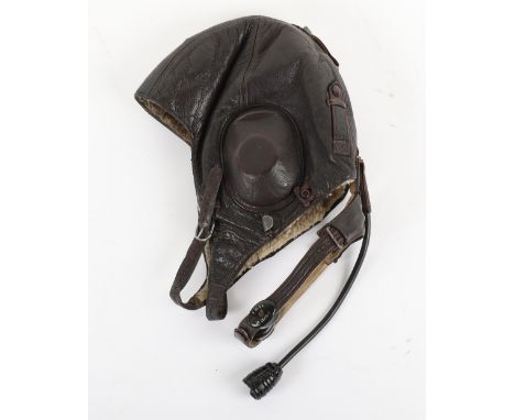 WW2 German Luftwaffe Winter Pattern Flying Helmet, fine example of the brown leather LKpW101 pattern flying helmet with sheep