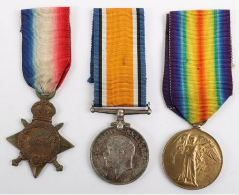 Great War Medal Trio Royal Fusiliers, 1914-15 star, “1958 PTE. E. SADLER R. FUS.”, British War and Victory medal, “GS-1958 PT