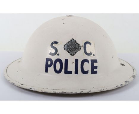 WW2 British Special Constabulary Police Inspectors Steel Helmet, being a standard Police issue steel helmet which has a white