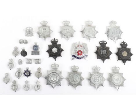 A  Quantity of Obsolete Kings/Queens Crown Police Badges, including: KC Hampshire constabulary black helmet plate, QC Hampshi