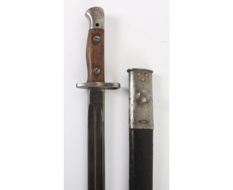 British Kings African Rifles Regimentally Marked 1907 Bayonet by Wilkinson, with two piece wooden grips, steel pommel stamped