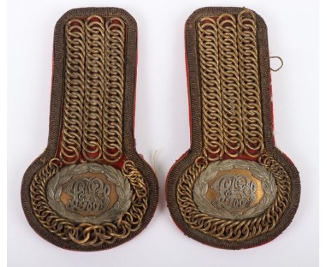 Victorian Lothian &amp; Berwickshire Yeomanry Officers Epaulettes, fine linked brass shoulder scale with bullion border and o