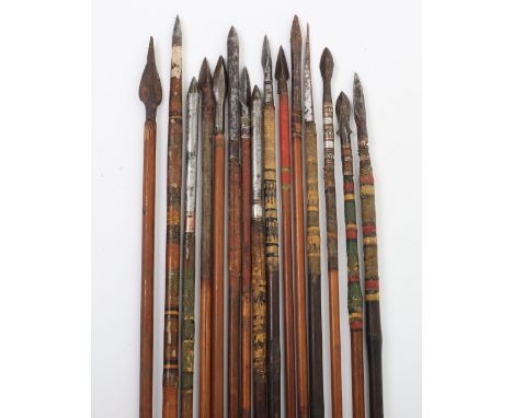 15x Indian Moghul Arrows 18th & 19th Century, reed body arrows with various types and styles of arrow heads. Various lengths.