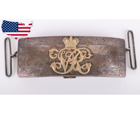 Hallmarked Silver 3rd Kings Own / 4th Queens Own Hussars Officers Cross Belt Pouch, fine hallmarked silver, Birmingham 1876 a