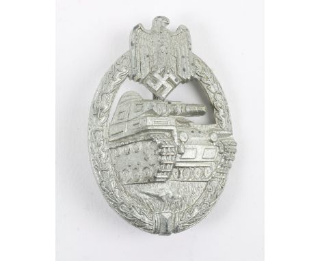 WW2 German Army / Waffen-SS Panzer Assault Badge in Silver by Karl Wurster K.G Markneukirchen /Sa, zinc example of a silver g