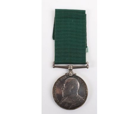 Edward VII Volunteer Force Long Service Medal 1st Northumberland Royal Garrison Artillery Volunteers, impressed naming, “1302