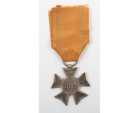 Dutch Waterloo War Cross 1813-1815, silver medal, un-named as issued. 