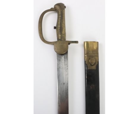 British Baker Rifle Sword Bayonet, fine example with brass ribbed grip, knuckle guard and down turned langet which is stamped