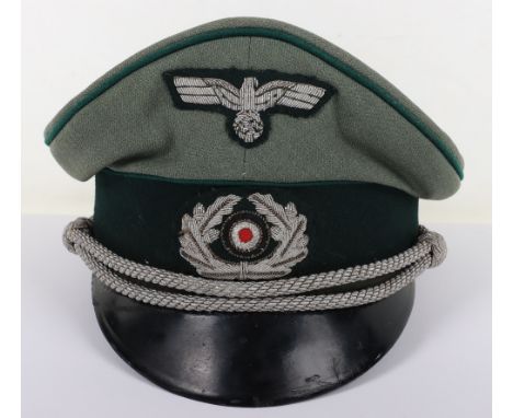WW2 German Army Administration Officers Peaked Cap, interesting mid to late war period officers peaked cap produced in a coar