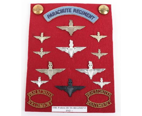 Parachute Regiment Badge and Insignia Grouping, including beret badges, collar badges, shoulder titles and tunic buttons. WW2