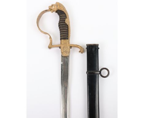 Imperial German Uhlan Regiment Officers Sword, fine example with gilt guard, cross guard and langet with crossed lances to th