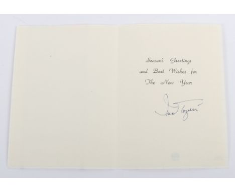 Christmas Card from Iva Toguri “Orphan Ann – Tokyo Rose”, the card with scene of Japanese boat on river with trees in the bac