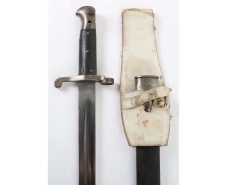 British 1887 Pattern Martini Henry Sword Bayonet, fine example with the black chequered grip being secured by four stud fitti