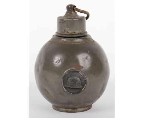 Der Stahlhelmbund Miniature Flask in Form of Ball Grenade, interesting small metal flask with unscrew able top. Made to resem