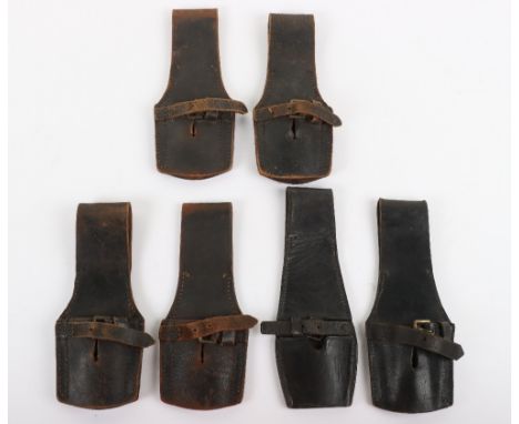 6x British Leather Bayonet Frogs, all being black leather with brass buckle fittings. Four are stamped to the reverse “HIATT 