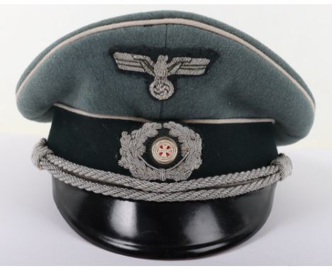 WW2 German Infantry Reserve Officers Peaked Cap, fine example of a WW2 German Infantry officers peaked cap constructed from a