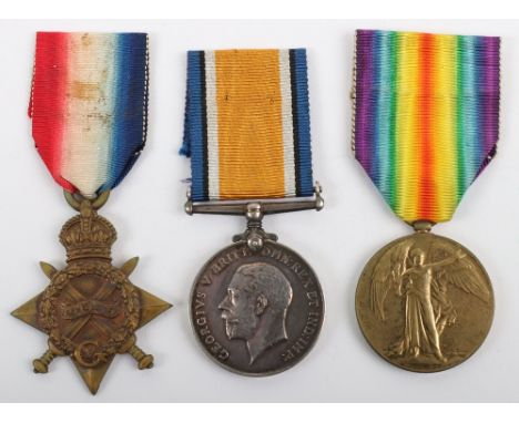 Great War Medal Trio 25th Battalion Royal Fusiliers (Frontiersmen) Who Was Discharged Due to Illness in 1917, 1914-15 Star, B