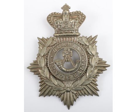 Victorian 1st Volunteer Battalion Durham Light Infantry Other Ranks Helmet Plate, white metal other ranks example with two lu