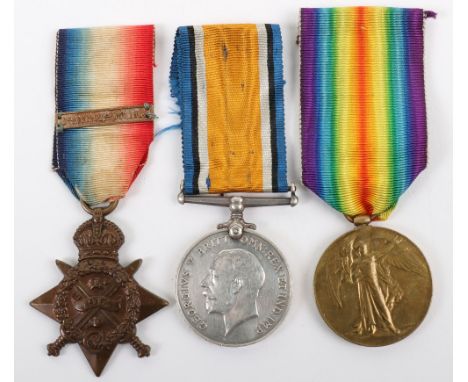 Great War 1914 Star Medal Trio Royal Warwickshire Regiment, 1914 Star medal with August-November clasp (later issue), “813 PT