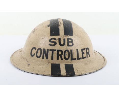 WW2 British Home Front Sub Controller Steel Helmet, fine example of a Civil Defence home front steel helmet with white painte