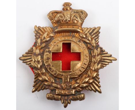 Victorian Army Hospital Corps Glengarry Badge Pre 1884, die stamped crowned star with laurel spray, garter strap with voided 