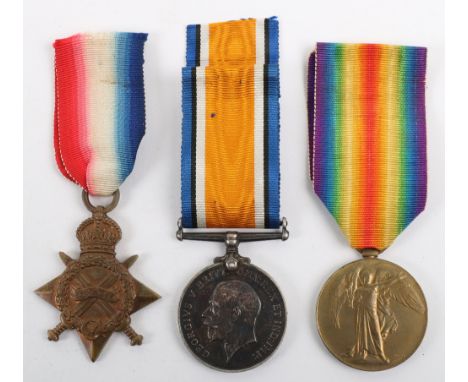 Great War Trio of Medals to the 14th Battalion Durham Light Infantry, Recipient Killed in Action in December 1915, 1914-15 St