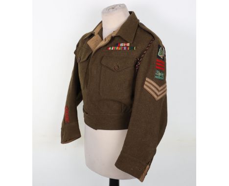 WW2 British Battle Dress Blouse 2nd / 5th Battalion Leicestershire Regiment, good example of an American war aid pattern batt