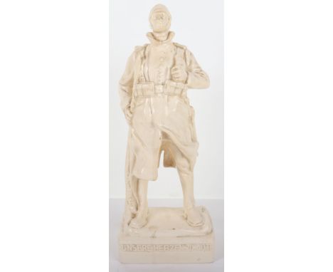 China Figure of a WW1 German Infantryman, fine example produced in a biscuit style porcelain, showing a German infantry soldi