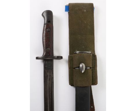 British 1918 Dated 1907 Pattern Bayonet by Vickers, fine example with two piece wooden grips, steel pommel with oil hole. Hou