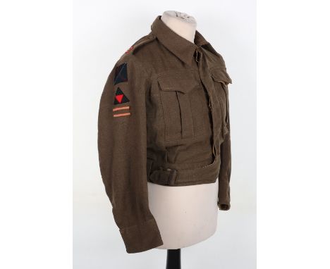 WW2 British Kings Own Scottish Borderers Officers Battle Dress Blouse, good war aid made battle dress blouse with tartan regi