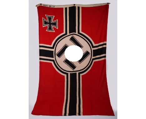 Large WW2 German Battle Flag (Reichskriegsflagge), very good example with Iron Cross to the corner and swastika to the centre