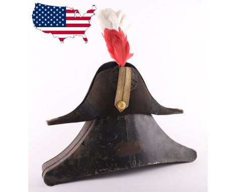 Victorian British Army Brigade Majors Full Dress Cocked Hat, fine example of a regulation pattern with brocade strip to the c