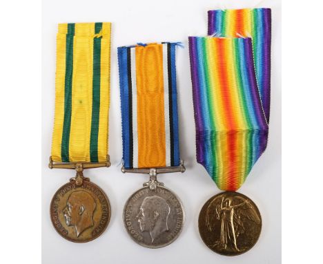 Great War Territorial Force War Medal Group of Three Awarded to a Private in the Northumberland Fusiliers who was Killed in t