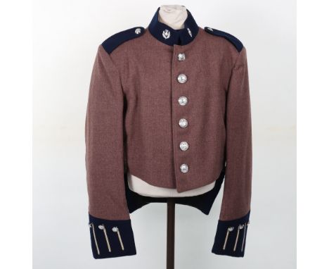London Scottish No1 Dress Jacket, hodden grey jacket with royal blue collar, cuffs, epaulettes and rear skirts. London Scotti