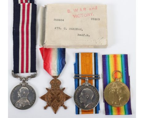 Great War 1918 Casualty Military Medal (M.M) Group of Four Suffolk Regiment and Machine Gun Corps, Military medal GV, “17508 