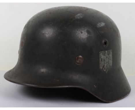 WW2 German Army M-40 Pattern Single Decal Steel Combat Helmet, untouched example of a standard M-40 pattern German combat hel
