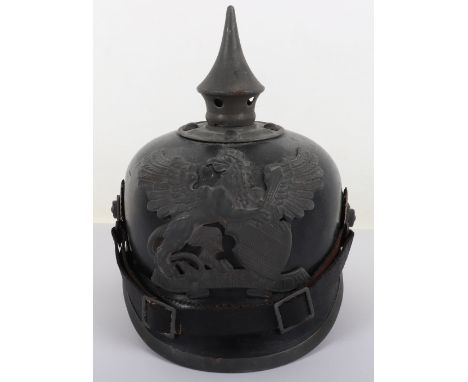 WW1 German Baden M-15 Other Ranks Pickelhaube, superb example of a M-15 other ranks pickelhaube with all matching field grey 