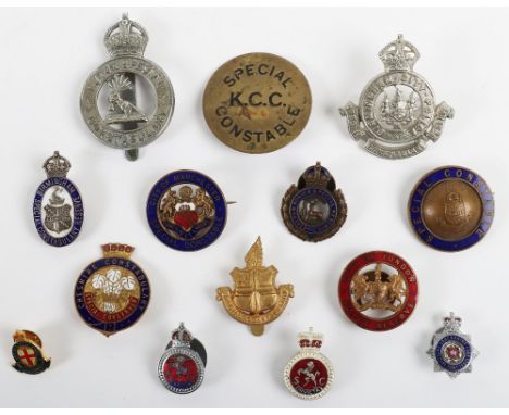 Fourteen Special Constabulary Badges, including: Brighton Police gilt/enamel with brooch fitting, Birmingham City white metal