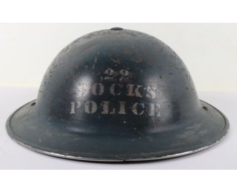 WW2 British Home Front Docks Police Steel Helmet, good example of a Civil Defence issue steel helmet with the three drill hol