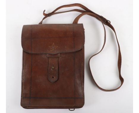 WW2 Japanese Officers Map Case, brown leather officers map case with stitched star to the front flap. Complete with the origi