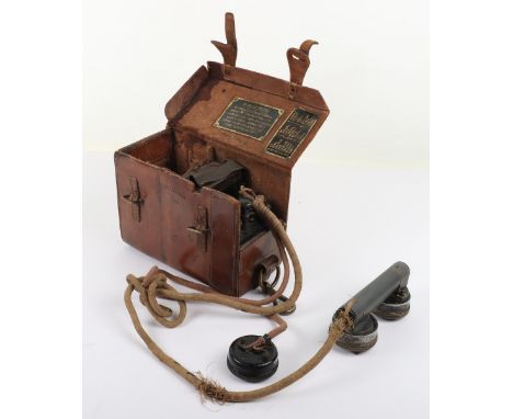 WW1 1918 Dated Field Telephone Set D Mk III, fine example complete with the handset. Housed in its leather case with brass fi