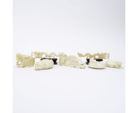 Collection of Seven (7) Mid 20th Century Japanese Carved Ivory Netsukes. Unsigned. Good condition. Largest measures 1" H, 2-1