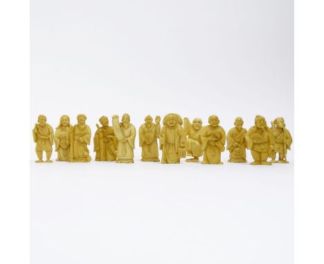 Collection of Twelve (12) Mid 20th Century Japanese Carved Ivory Netsukes. One signed. Small loss to one otherwise good condi