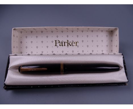 Vintage black Parker Challenger fountain pen, boxed